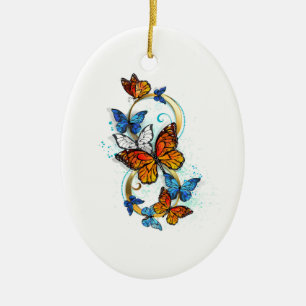 Infinity of Monarch Butterflies Ceramic Tree Decoration