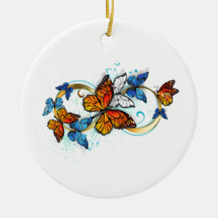 Infinity of Monarch Butterflies Ceramic Tree Decoration
