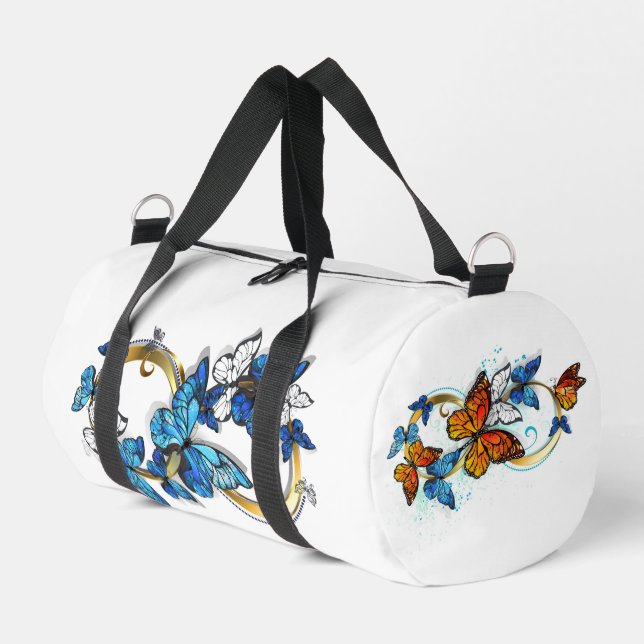 Infinity of Monarch Butterflies Duffle Bag (Left Corner)