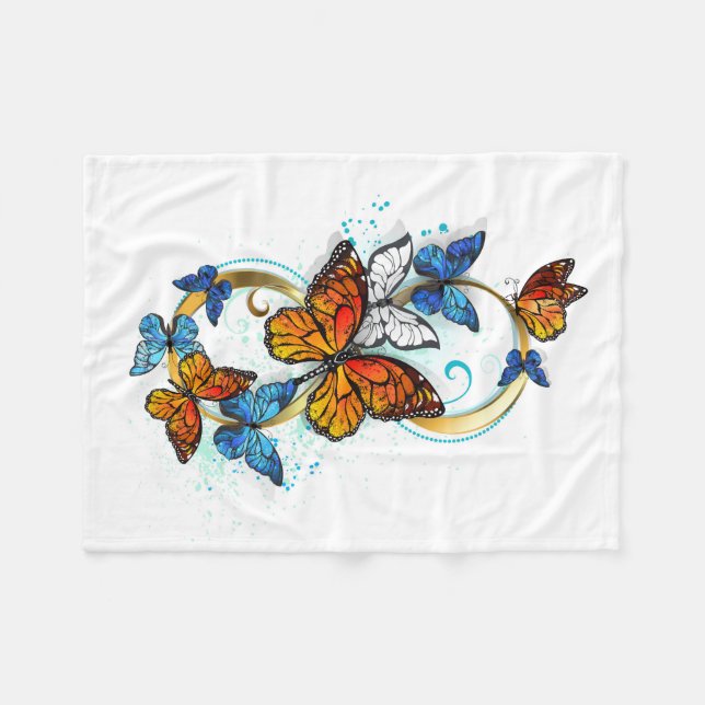 Infinity of Monarch Butterflies Fleece Blanket (Front (Horizontal))