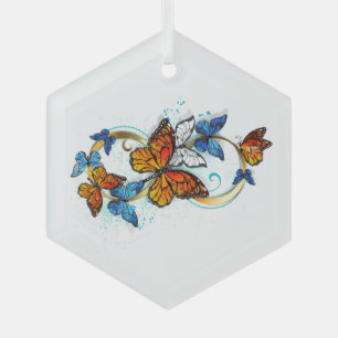 Infinity of Monarch Butterflies Glass Tree Decoration