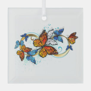 Infinity of Monarch Butterflies Glass Tree Decoration