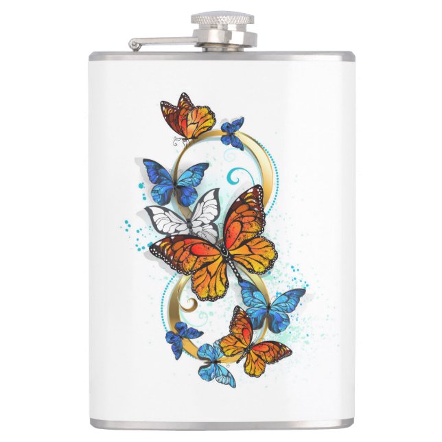 Infinity of Monarch Butterflies Hip Flask (Front)