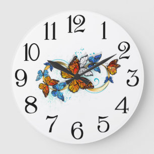 Infinity of Monarch Butterflies Large Clock