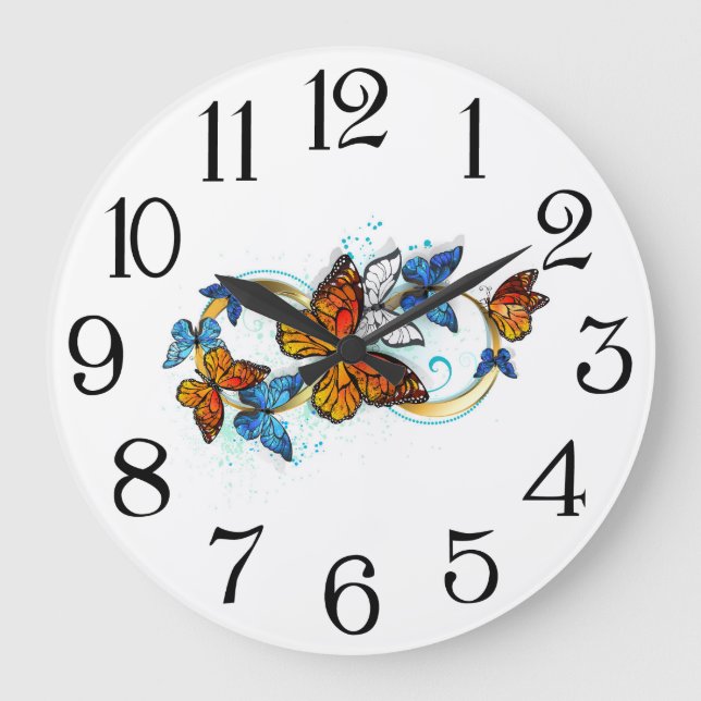Infinity of Monarch Butterflies Large Clock (Front)