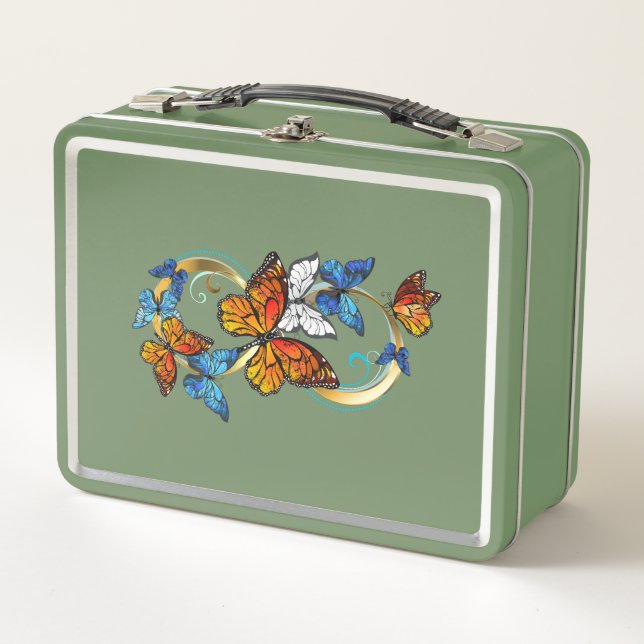 Infinity of Monarch Butterflies Metal Lunch Box (Front)