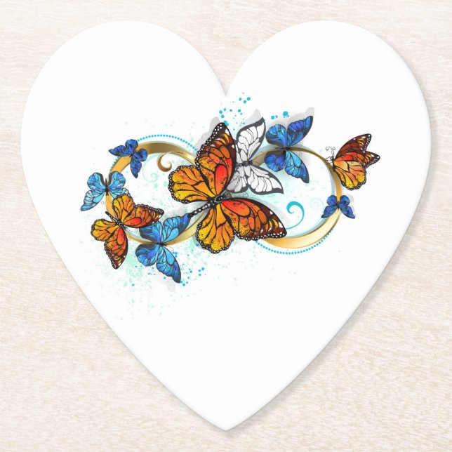 Infinity of Monarch Butterflies Paper Coaster (Front)