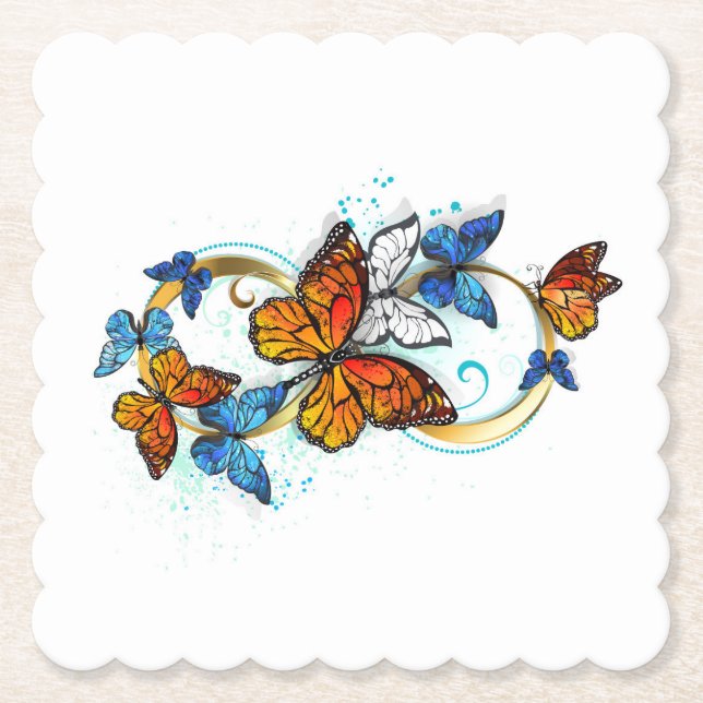 Infinity of Monarch Butterflies Paper Coaster (Front)