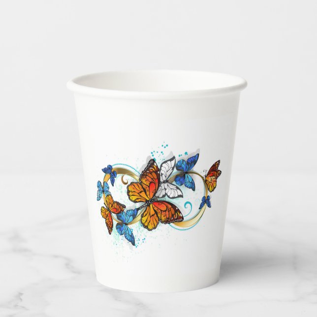 Infinity of Monarch Butterflies Paper Cups (Front)