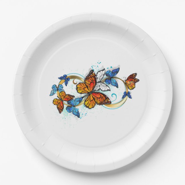 Infinity of Monarch Butterflies Paper Plate (Front)