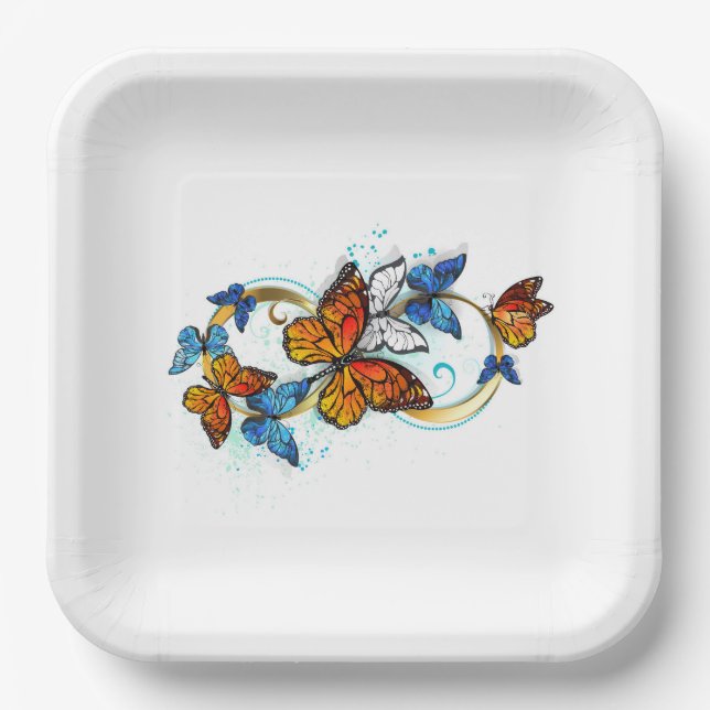 Infinity of Monarch Butterflies Paper Plate (Front)