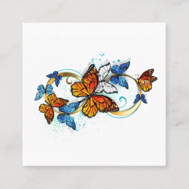 Infinity of Monarch Butterflies Square Business Card (Front)