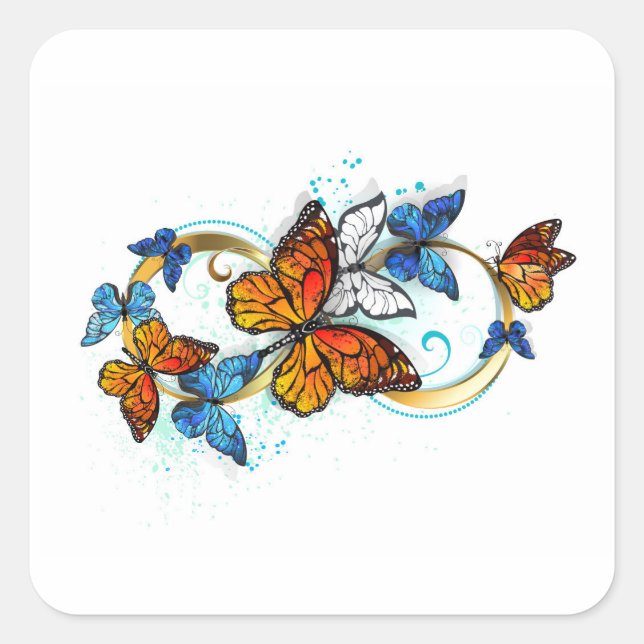 Infinity of Monarch Butterflies Square Sticker (Front)