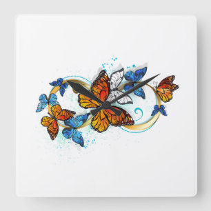 Infinity of Monarch Butterflies Square Wall Clock