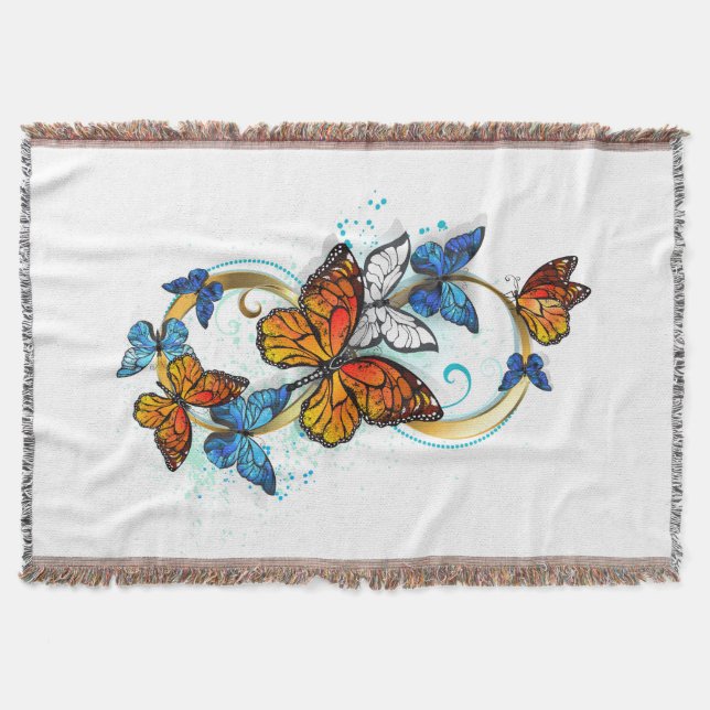 Infinity of Monarch Butterflies Throw Blanket (Front)