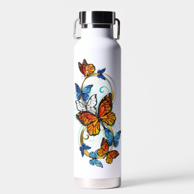 Infinity of Monarch Butterflies Water Bottle (Front)