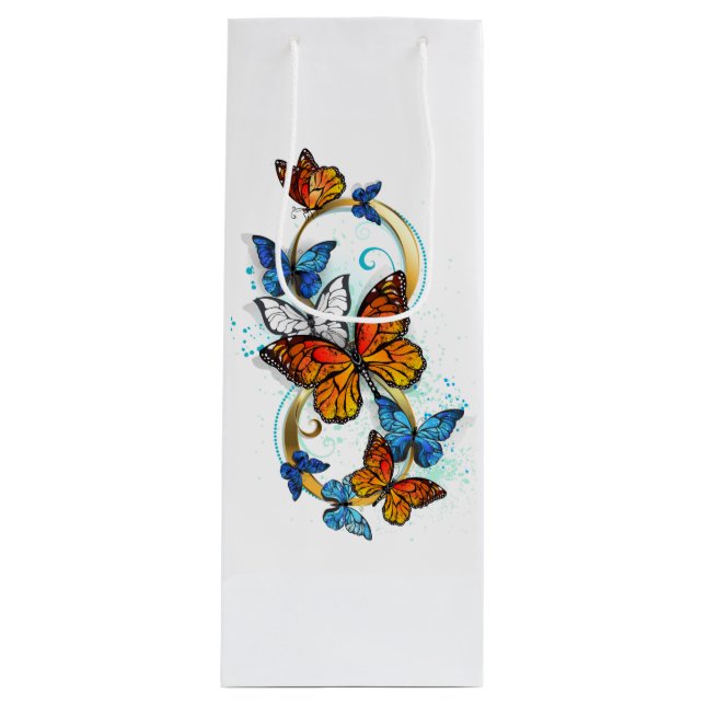 Infinity of Monarch Butterflies Wine Gift Bag (Front)
