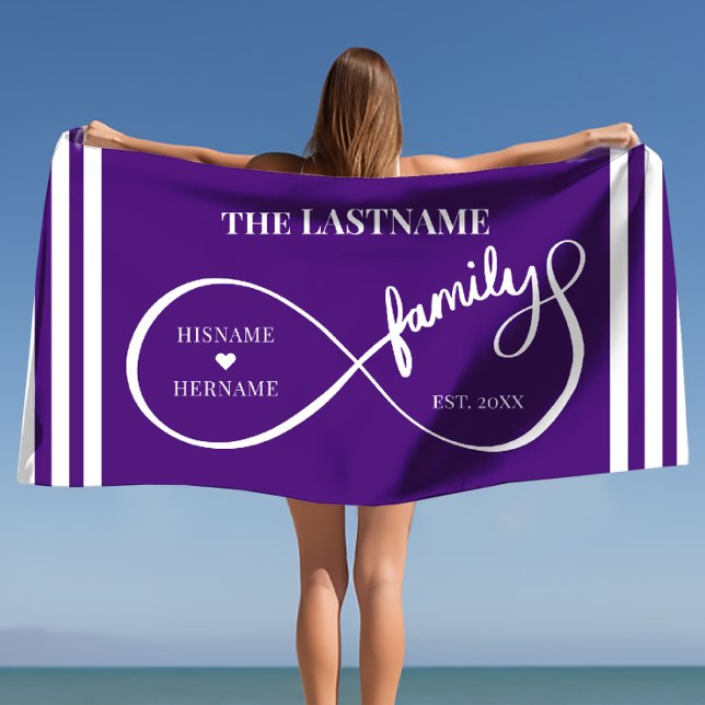 Infinity Personalised Family Name and Est. Date Beach Towel (Infinity Personalized Family Name and Est. Date Beach Towel)