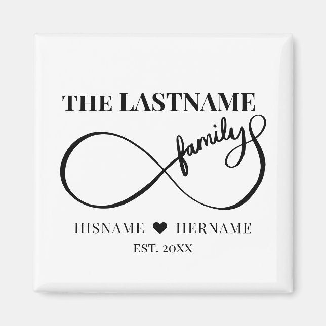 Infinity Personalised Family Name and Est. Date Magnet (Front)