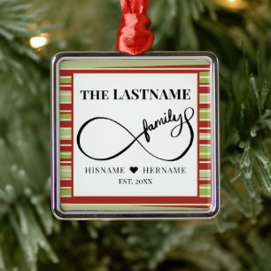 Infinity Personalised Family Name and Est. Date Metal Tree Decoration