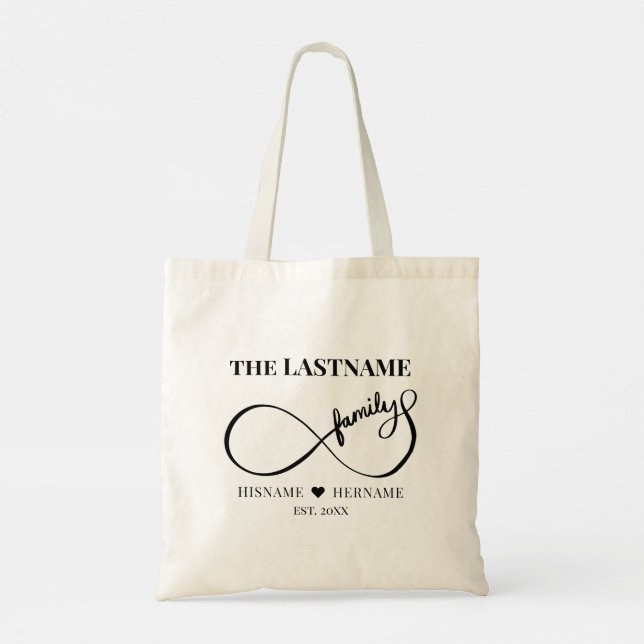Infinity Personalized Family Name and Est. Date Tote Bag (Back)