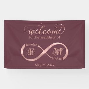 Infinity rose gold romantic monogram calligraphy banner