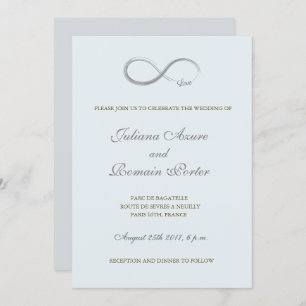 Infinity sign baby blue grey minimalist Wedding Invitation