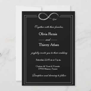 Infinity Sign Black And White Unique Chic Wedding Invitation