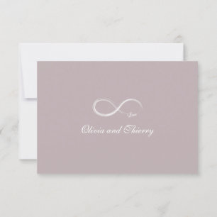 Infinity sign blush pink grey white wedding RSVP Invitation