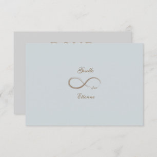 Infinity Sign Gold Blue Custom Name Wedding RSVP Invitation