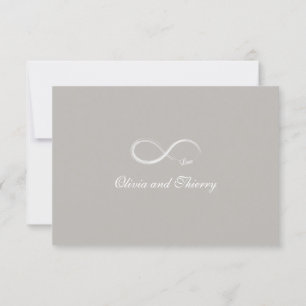 Infinity sign unique grey grey white wedding RSVP Invitation