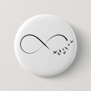 Infinity swallow symbol 6 cm round badge
