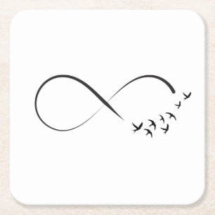Infinity swallow symbol square paper coaster