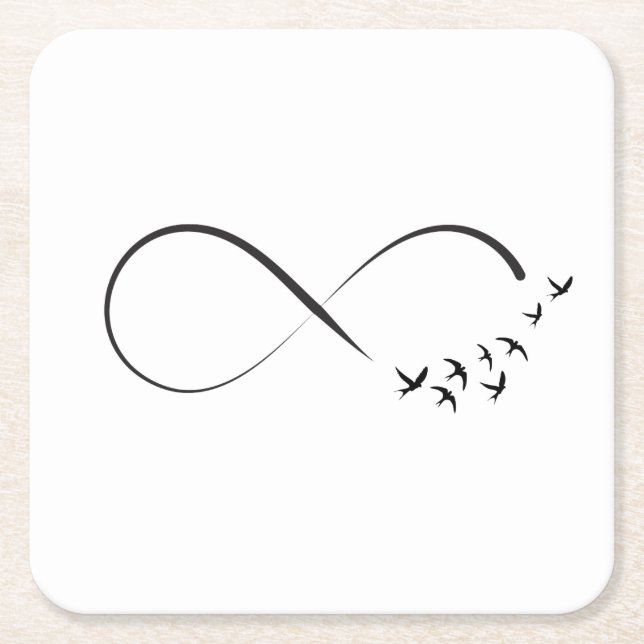 Infinity  swallow symbol square paper coaster (Front)