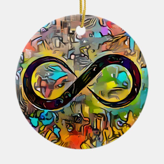 Infinity Symbol  | Autism Awareness Neurodiversity Ceramic Tree Decoration (Front)