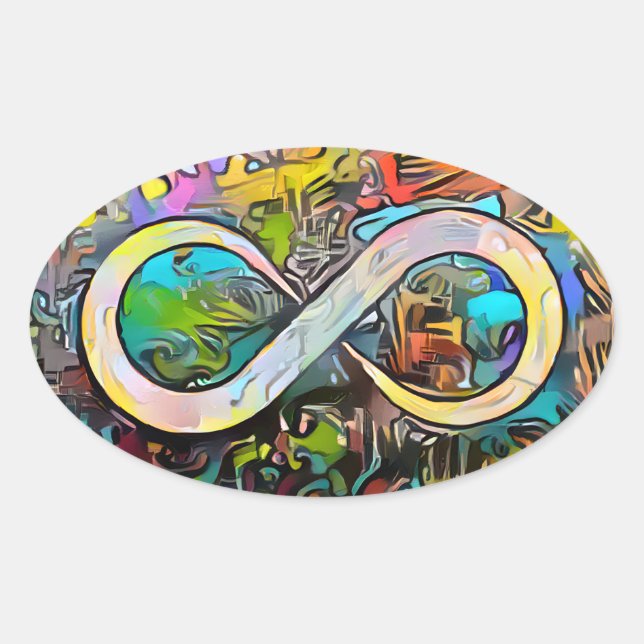 Infinity Symbol  | Autism Awareness Neurodiversity Oval Sticker (Front)