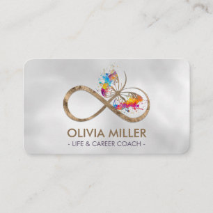 Infinity Symbol Butterfly Colour Splatter Business Card