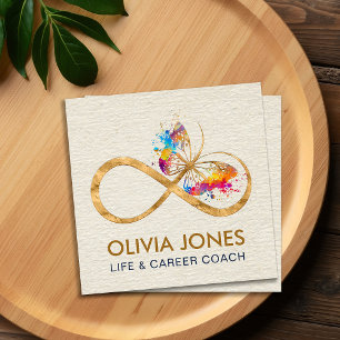 Infinity Symbol Butterfly Colour Splatter Square Business Card