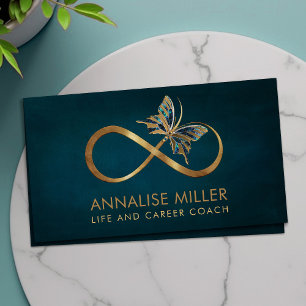 Infinity Symbol Butterfly Gold and Abalone Shell Business Card