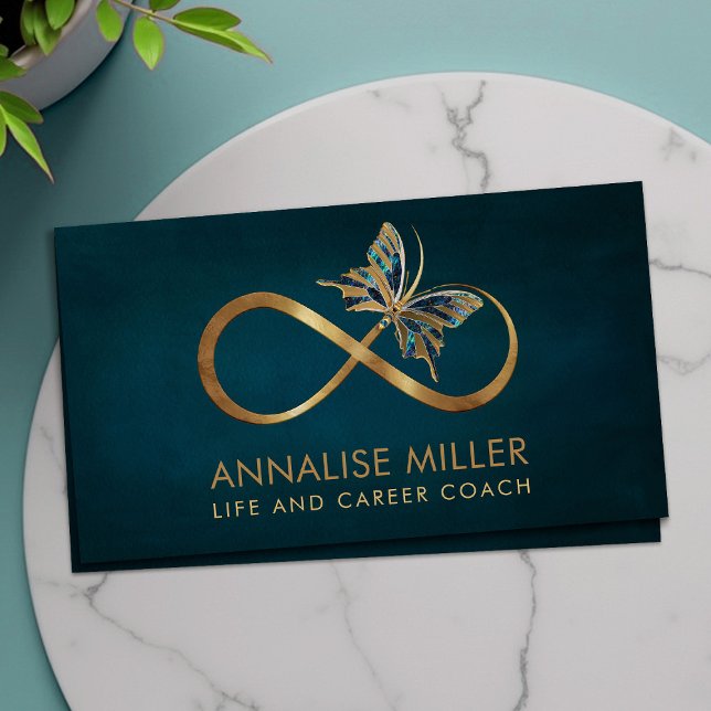 Infinity Symbol Butterfly Gold and Abalone Shell Business Card (Creator Uploaded)