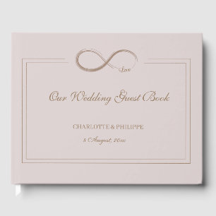 Infinity Symbol Dusty Pink Grey Gold Wedding Guest Book