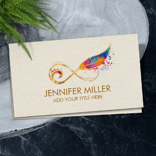 Infinity Symbol Feather - Colour splatter Business Card