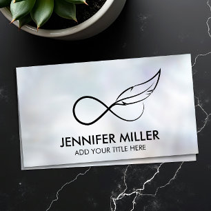 Infinity Symbol Feather - Line Art Business Card