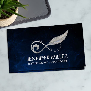 Infinity Symbol Feather - Silver and Pearl Business Card