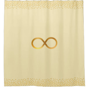 Infinity Symbol & Gold Confetti on Golden Shower Curtain