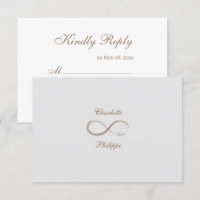 Infinity Symbol Gold White Grey Wedding RSVP