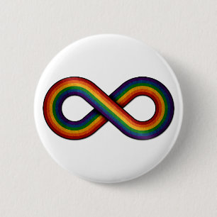 Infinity Symbol in LGBTQ Pride Rainbow Flag 6 Cm Round Badge