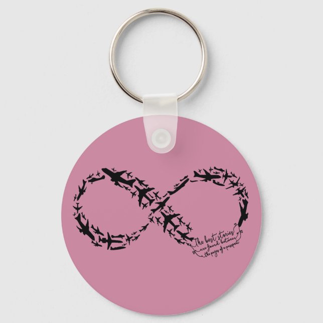 Infinity Symbol Keychain, World Traveller Gift Key Ring (Front)