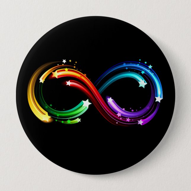 Infinity symbol of rainbow comets 10 cm round badge (Front)