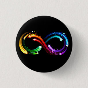 Infinity symbol of rainbow comets 3 cm round badge